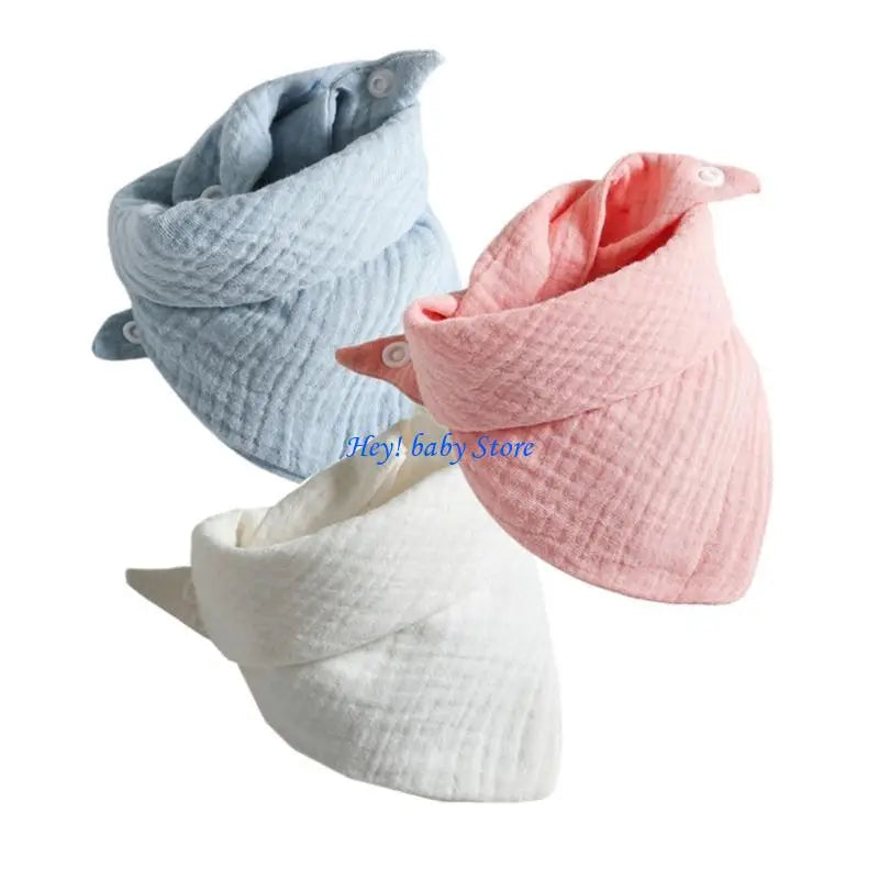 Baby Muslin Drool Bibs 3-Pack | Soft Absorbent Cotton Teething