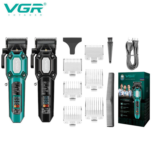 VGR 600 electric hair clipper transparent body hair trimmer LED intelligent digital display electric push shear powerful power c Peaceful Pleasures Health and Wellness