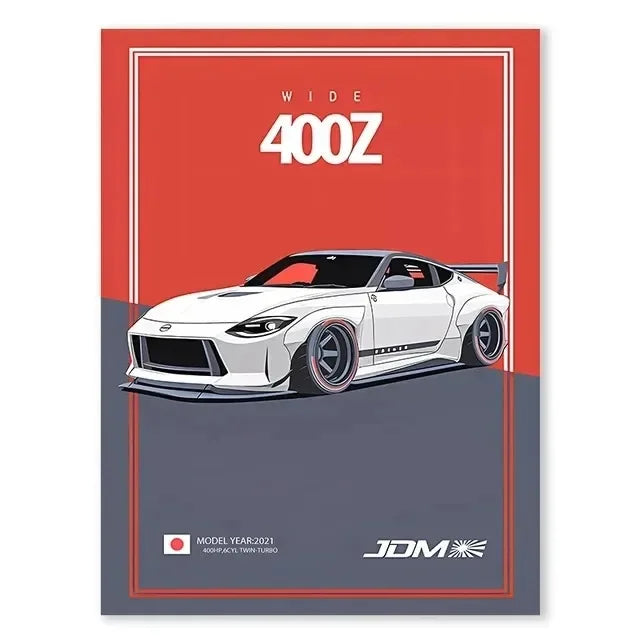 JDM GTR Sports Car Canvas Wall Art Poster | Boys Room Decor