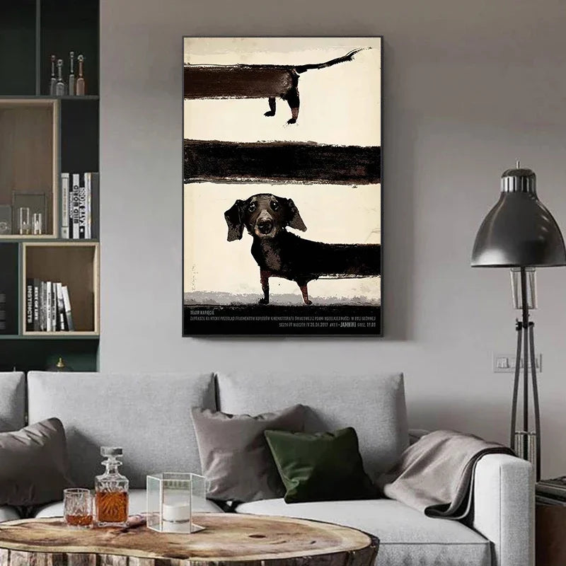 Ryszard Kaja Polish Poster Canvas Art | Dachshund & Poodle Print