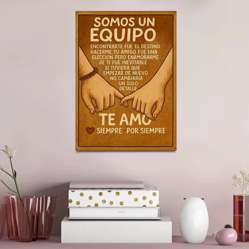 Retro Spanish Love Text Canvas Wall Art Print | Home Decor