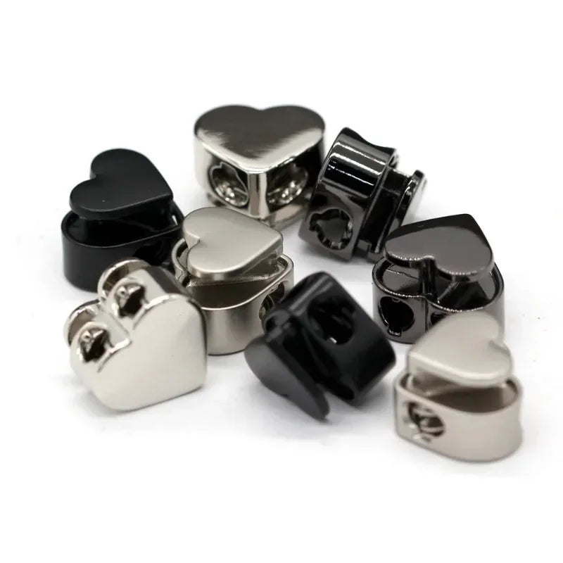 5-Pack Heart Shape Metal Cord Locks | Rope Stopper Clasps Cord Lock Clasps Peaceful Pleasures Health and Wellness