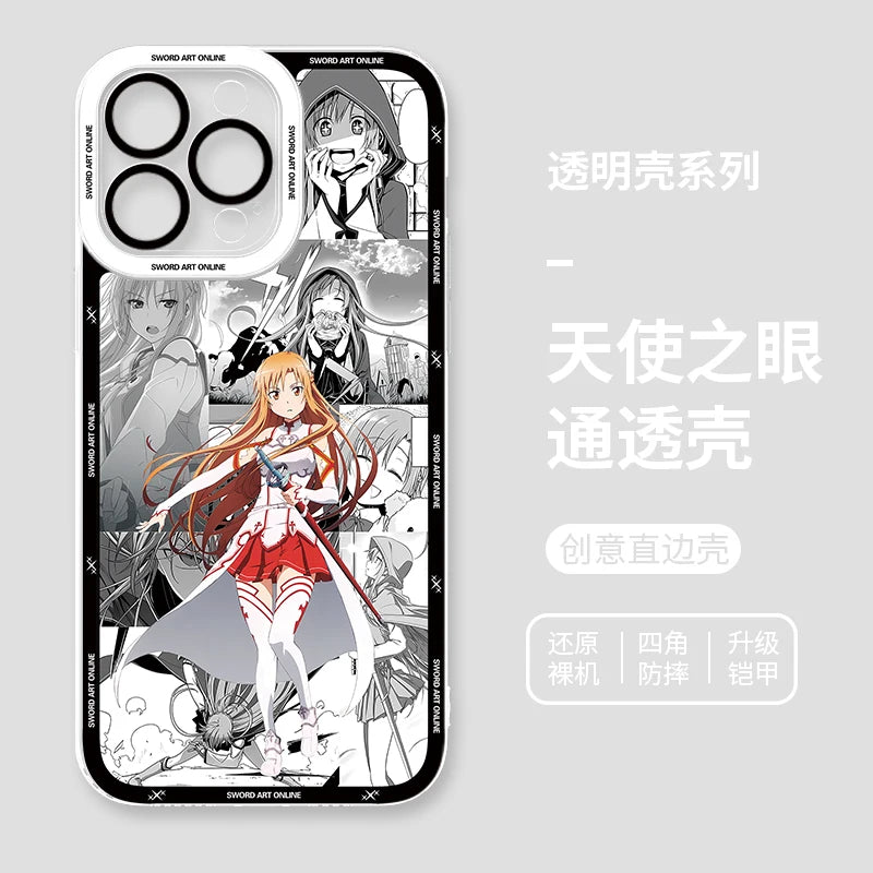 Japanese Anime Sword Art Online Phone Case for Iphone 17 16 15 14 13 12 11 Pro Max Plus Mini Air Asuna Kirito Phone Cover Peaceful Pleasures Health and Wellness