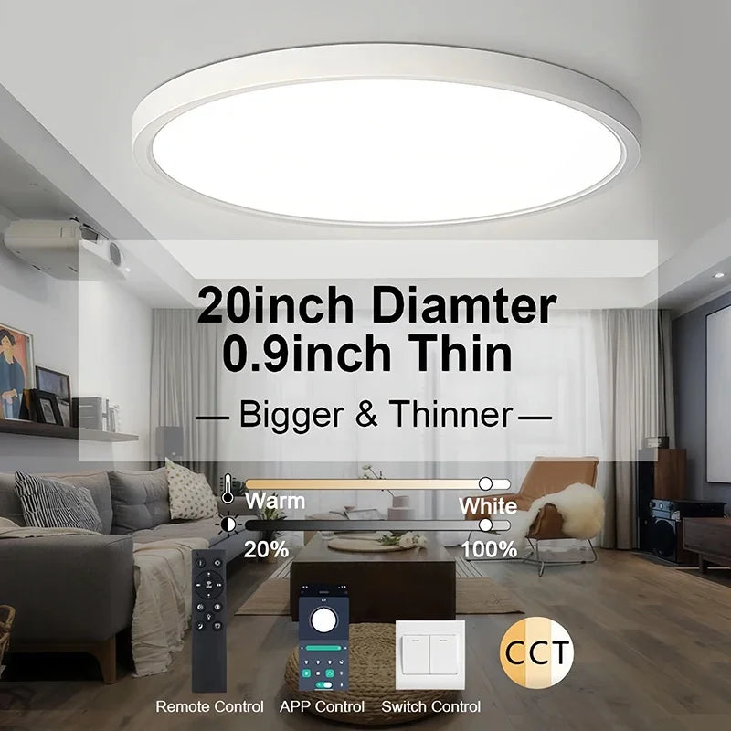 Ultra-Thin LED Ceiling Light 23/30cm | Dimmable Remote