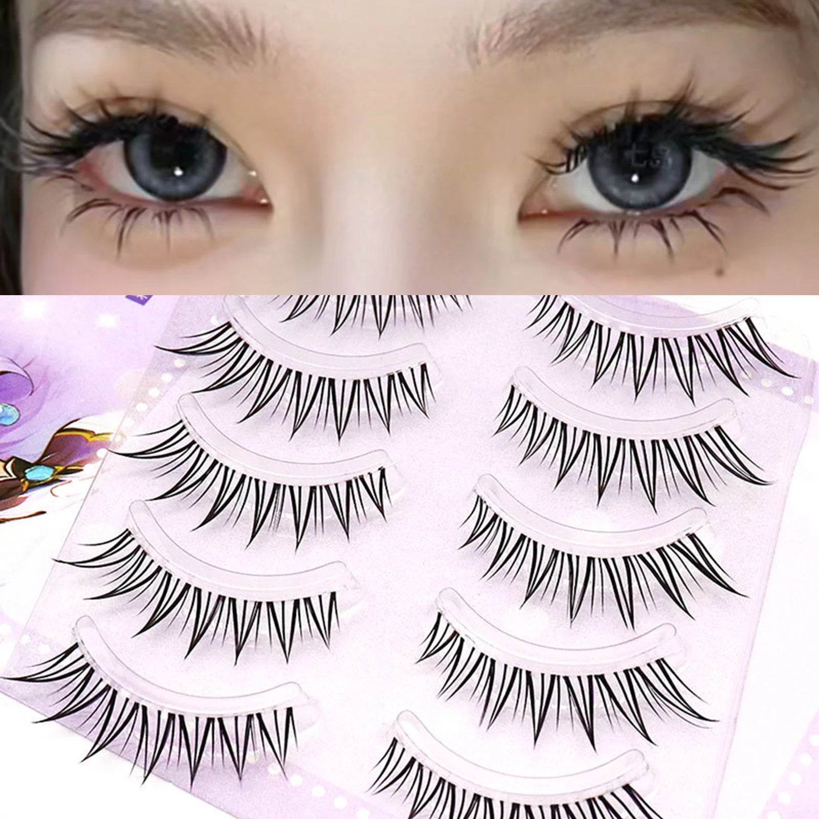 5pair Foxes False Eyelashes Full Strip Clear Thin Band Design Dense Natural Eyelash Extension For Daily Makeup Party Photography Peaceful Pleasures Health and Wellness