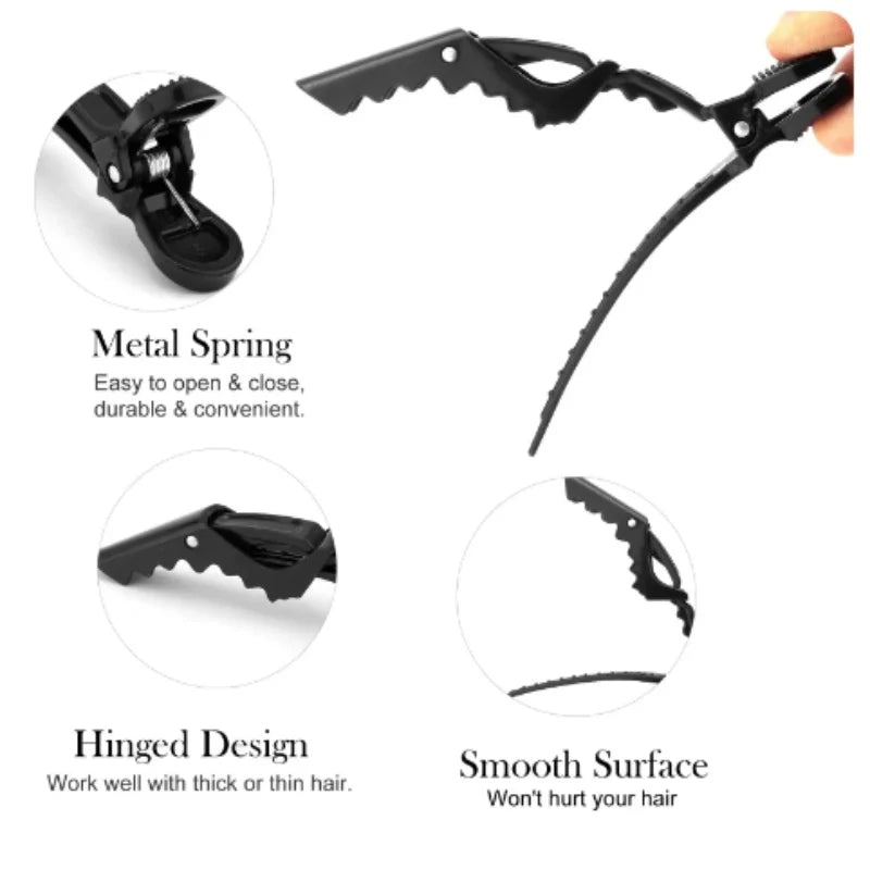 6Pcs/Set Black Alligator Plastic Hair Clip Hairdressing Clamps Claw Section Barber Salon Styling Hair Clips Hair Accessories Peaceful Pleasures Health and Wellness