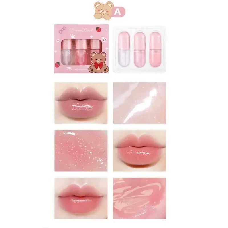 Dragon Ranee Pearly Lip Gloss Set – Mirror Glaze Lip Oil, 3pc