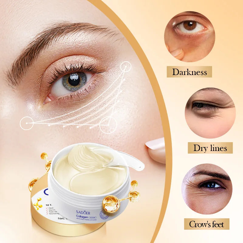 SADOER Crystal Collagen Eye Masks 60pcs – Dark Circles & Bags
