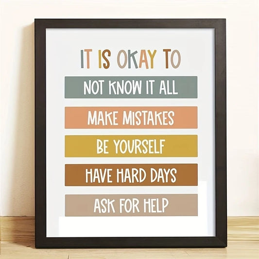 Bohemian Educational Quotes Canvas Wall Art for Kids Room Canvas Wall Art Peaceful Pleasures Health and Wellness G3893 30x40cm Wood Framed