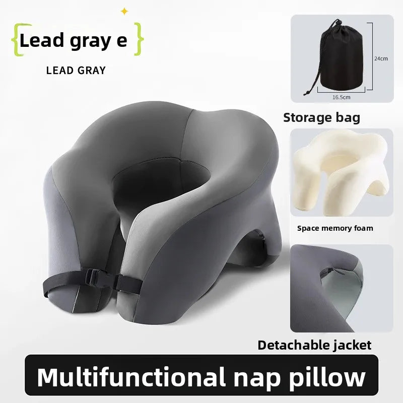 Travel U-Shaped PillowNeck and Cervical Spine Pillow Airplane Car Office Home Headrest Neck Support Sleeping Pillow Memory Foam Peaceful Pleasures Health and Wellness GRAY