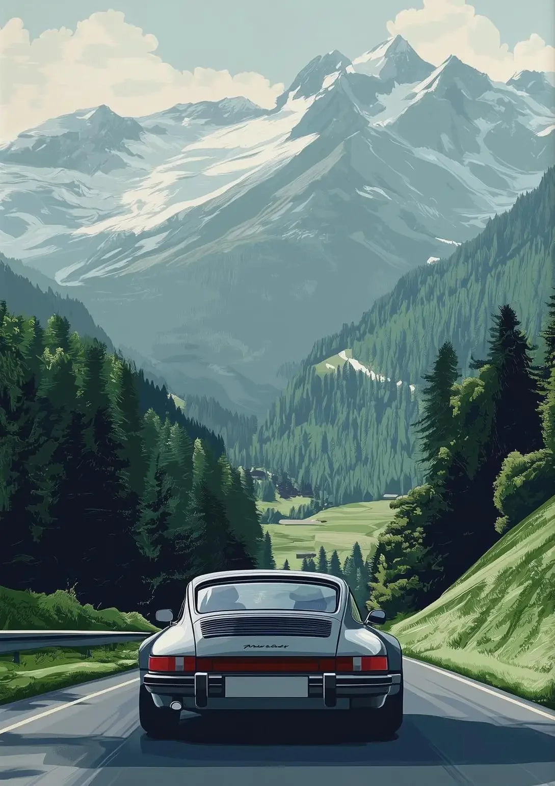 Painting Wall Art Painting Home Living Room Decor Classic 911 Alpine Drive Poster Vintage Alpine Tour Cartoon Print Canvas Peaceful Pleasures Health and Wellness 1 20x30cm No Frame