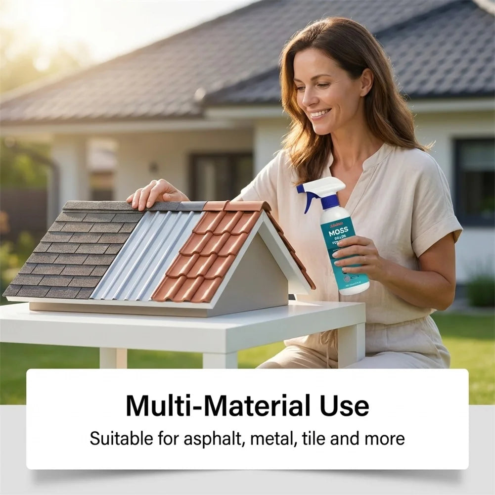 Roofs Moss Remover For Shingles,Outdoor Algae Mold Cleaner Concentrate,Eco Friendly Long Term Moss Prevention Spray, Peaceful Pleasures Health and Wellness