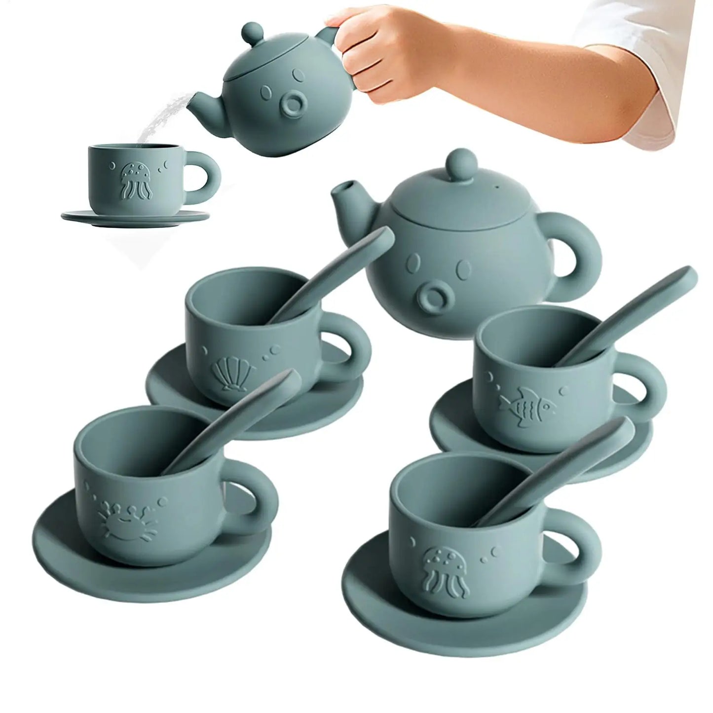 Kids Silicone Tea Party Set | Montessori Pretend Play Toy
