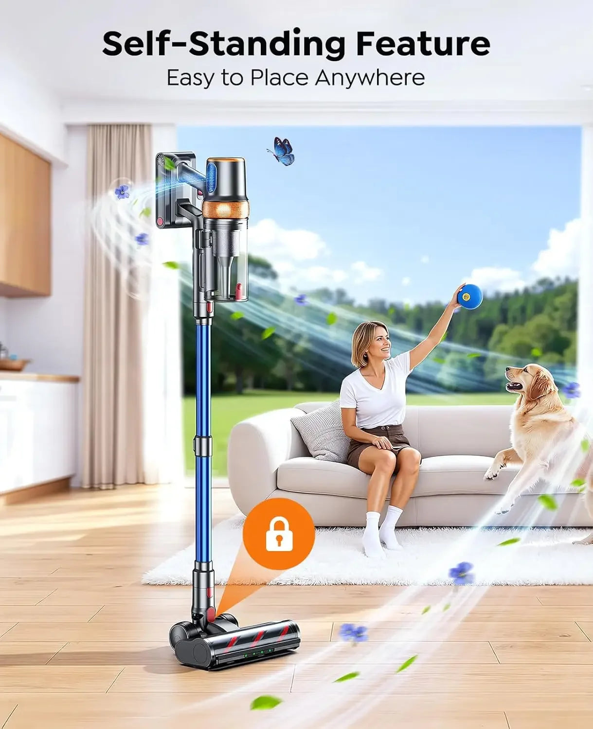 Upgraded Cordless Vacuum Cleaner 650W 55KPA 70Mins, Self-Standing with Mattress Tool for Pet Hair Floors Carpets Peaceful Pleasures Health and Wellness