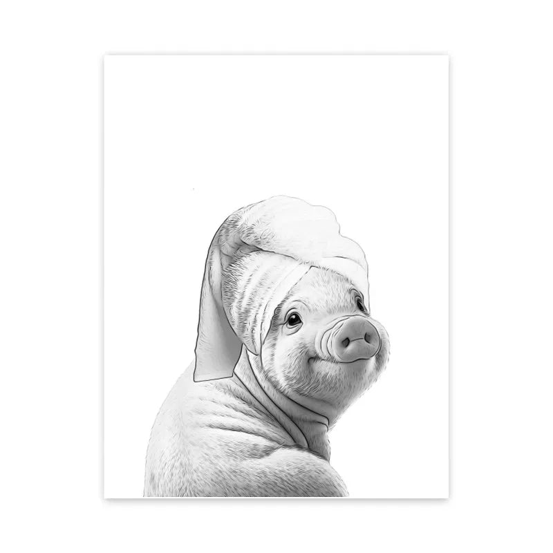 1pc frameless Canvas painting Cat Giraffe Dog Elephant Toilet Paper Bathtub Funny Bathroom Poster Print Canvas Painting Wall Peaceful Pleasures Health and Wellness M 40x60cm Unframed