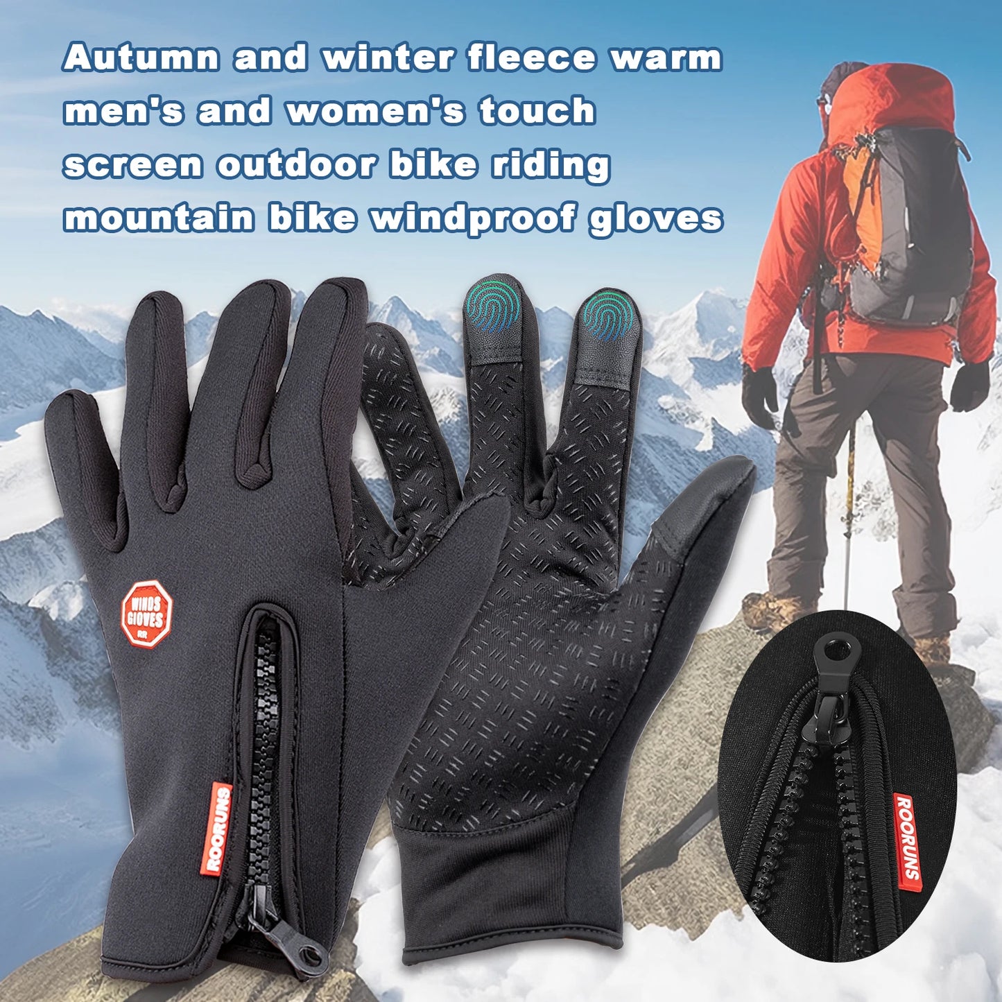 RooRuns Winter Cycling Gloves – Windproof & Touchscreen Warm