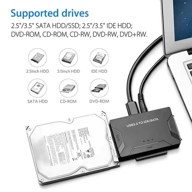 SATA/IDE to USB 3.0 Adapter Hard Drive Adapter Cable Converter for 2.5/3.5 Inch SATA and IDE HDD Support 6TB For PC Macbook Peaceful Pleasures Health and Wellness