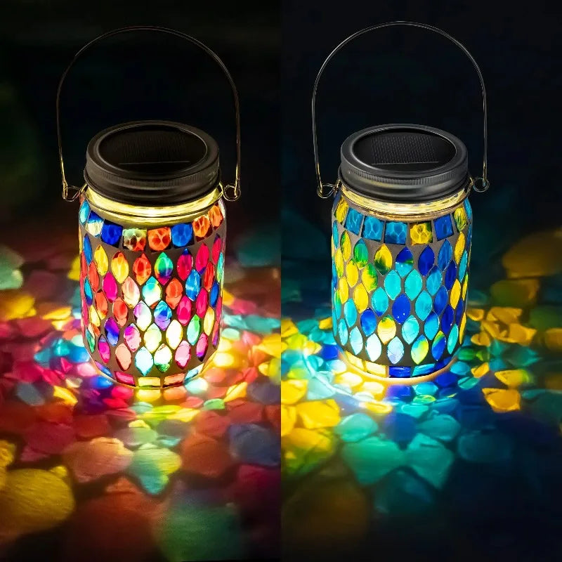 Solar Mosaic Hanging Lamp – Waterproof Glass Indoor & Outdoor