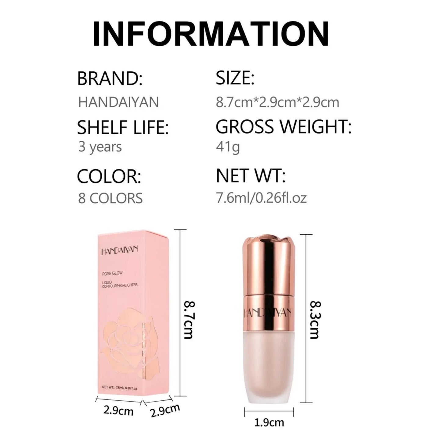 Handaiyan Rose Glow Liquid Highlighter Stick | 3D Contour