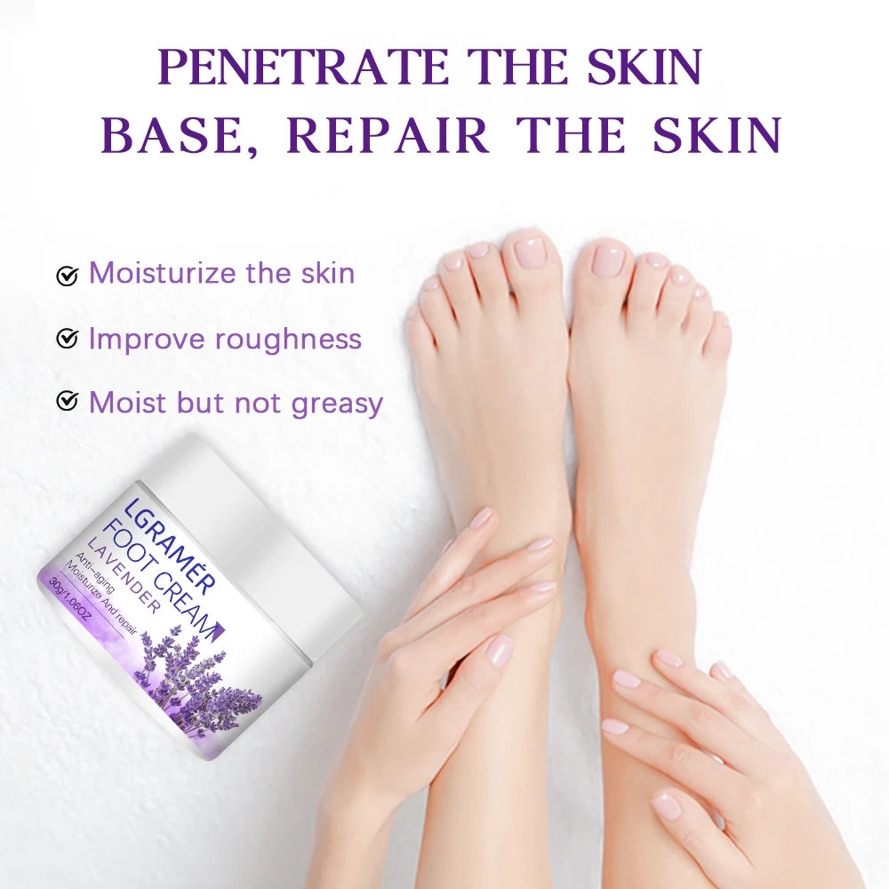 Lavender Foot Cream for Cracked Dry Rough Feet and Heels Provides Intense Nourishment and Hydration To Repair and Soften Skin Peaceful Pleasures Health and Wellness