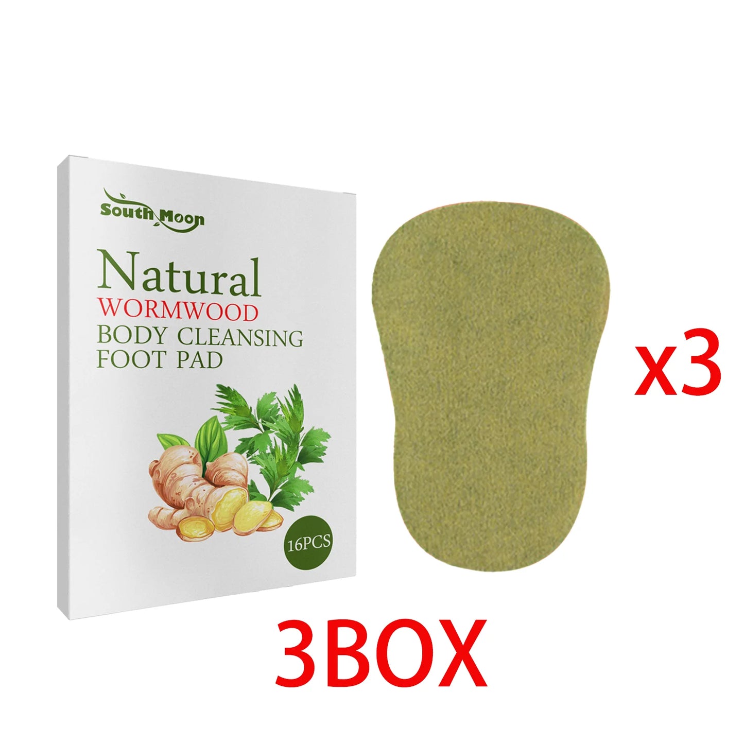 South Moon Wormwood Mugwort Herbal Foot Patches 16 Pcs