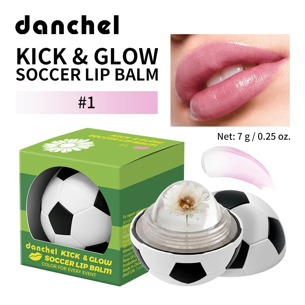Kick & Glow Soccer Lip Balm Deep Hydrating Repair Soccer Appearance Design Silky Texture Flower Color Changing Lipstick Peaceful Pleasures Health and Wellness 01