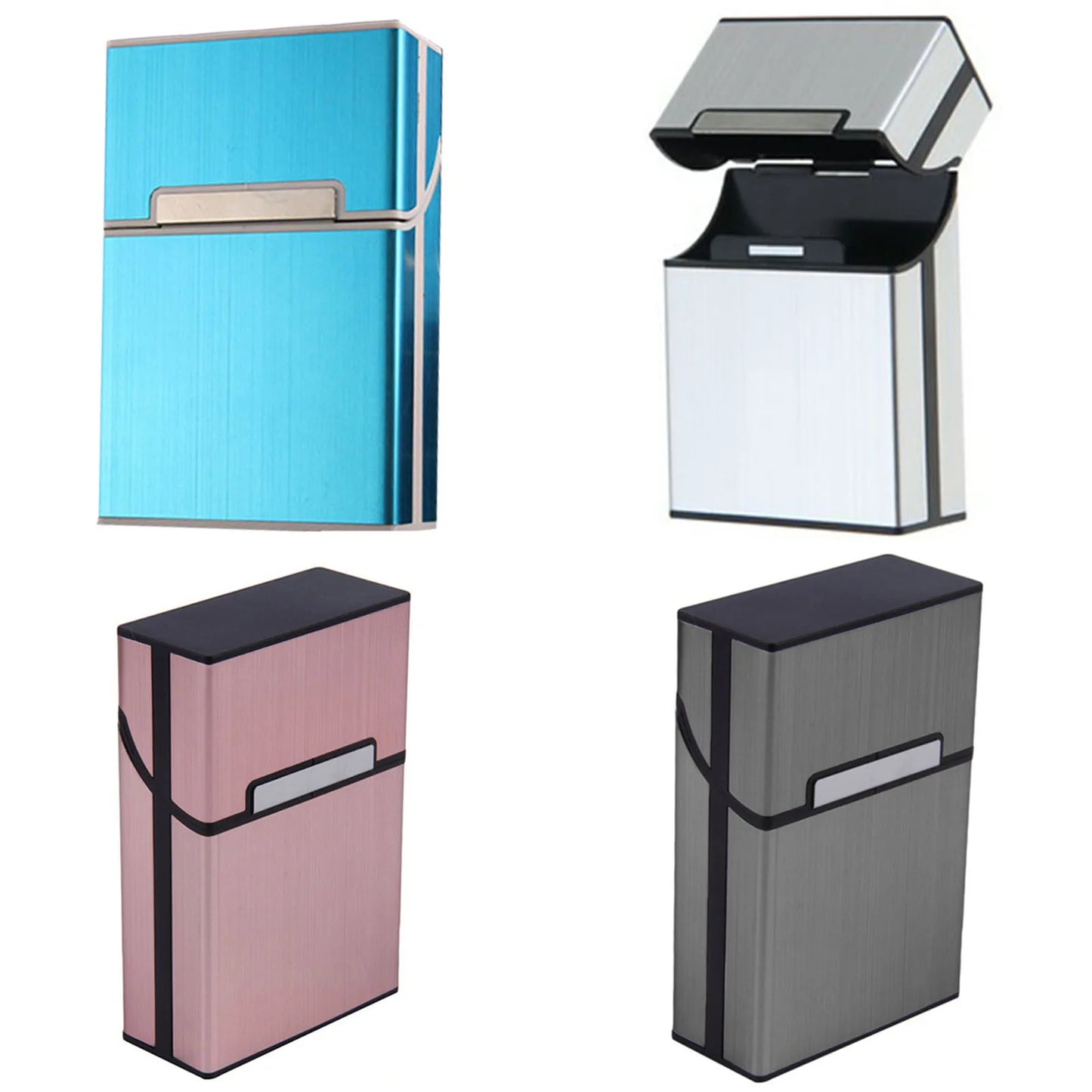 Portable Slim Aluminum Cigarette Case Regular King Size Plastic Cigar Tobacco Holder Box Storage Container Smoking Accessories Peaceful Pleasures Health and Wellness Mix Color