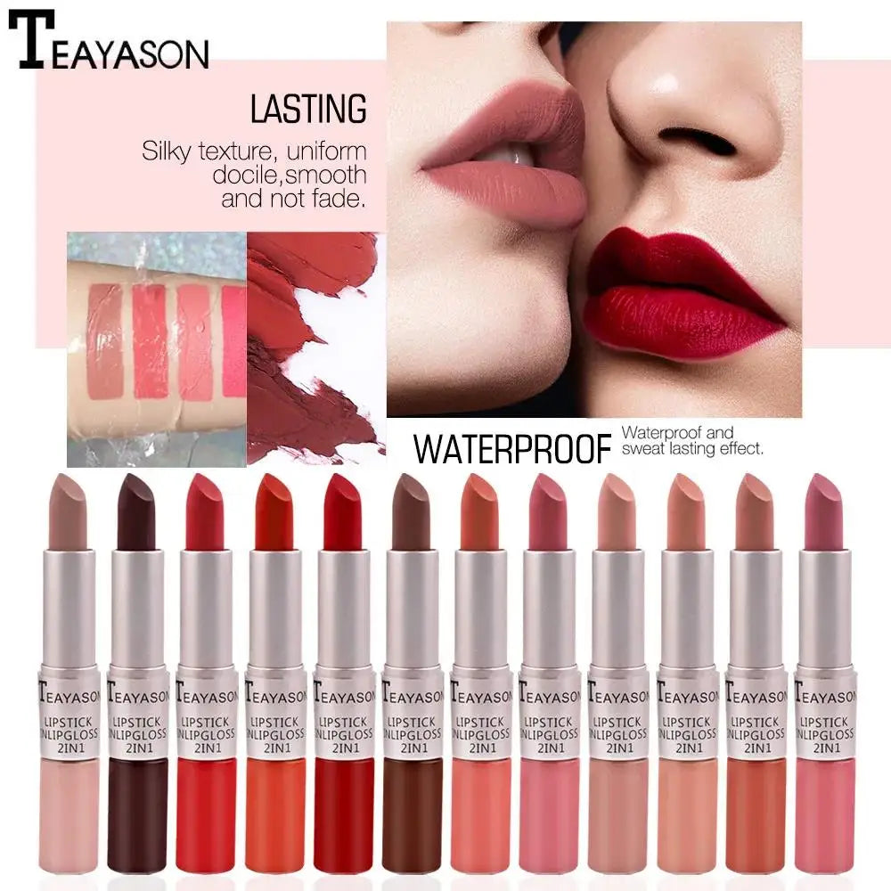 TEAYASON 2-in-1 Matte Liquid Lipstick & Gloss – Waterproof