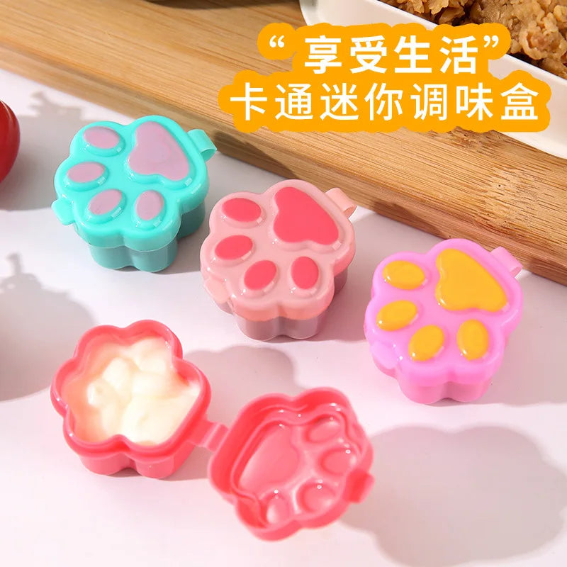 New Portable Condiment Bottle Cat Paw Sauce Container Flower Condiment Bento Japanese Salad Dressing Tomato Sauce Divided Bottle Peaceful Pleasures Health and Wellness