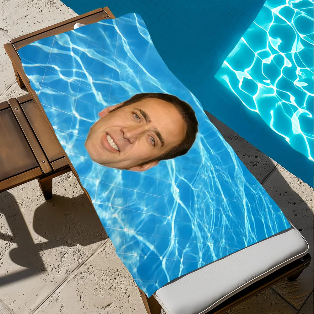 Nicolas Cage Quick-Dry Beach Towel | Soft Pool & Travel Gift Novelty Beach Towel Peaceful Pleasures Health and Wellness z3 STJ90x180CM