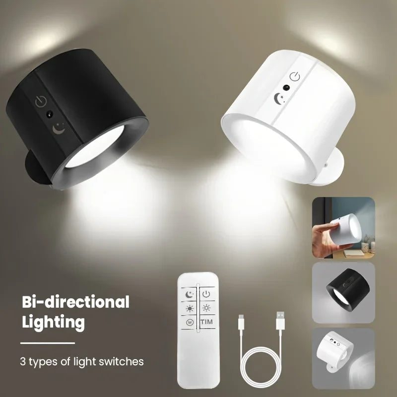Modern Magnetic Touch LED Wall Lamp Rechargeable 360° Rotation Wireless Remote Control Spotlight For Bedroom Living room decor Peaceful Pleasures Health and Wellness