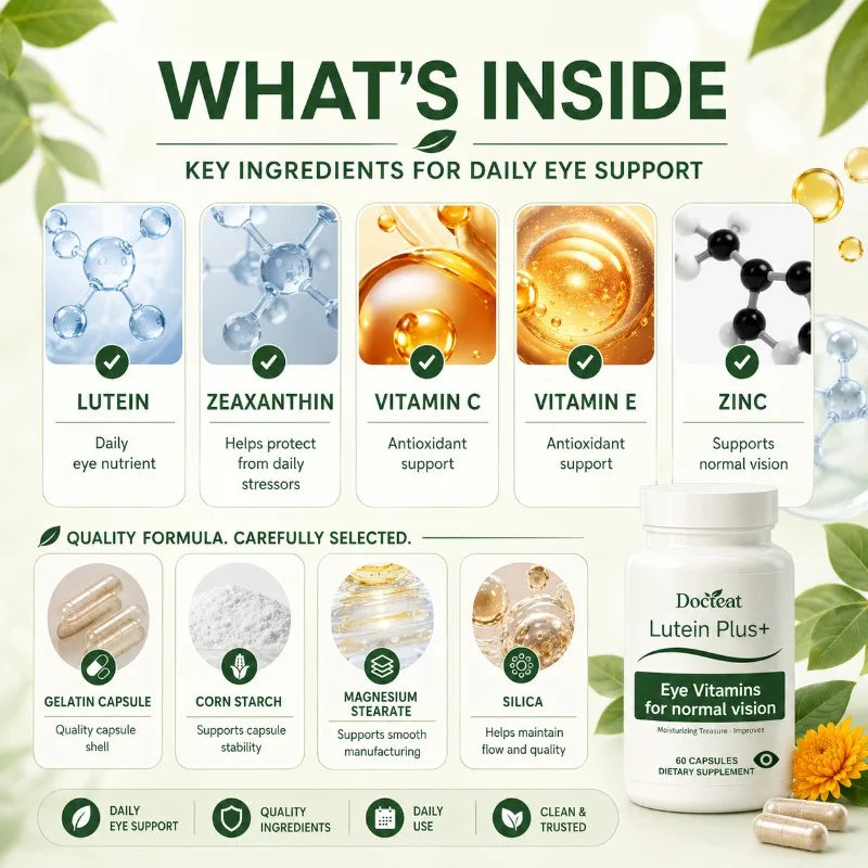 Docteat Lutein Eye Vitamins 60 Caps | Zeaxanthin, Zinc, C & E