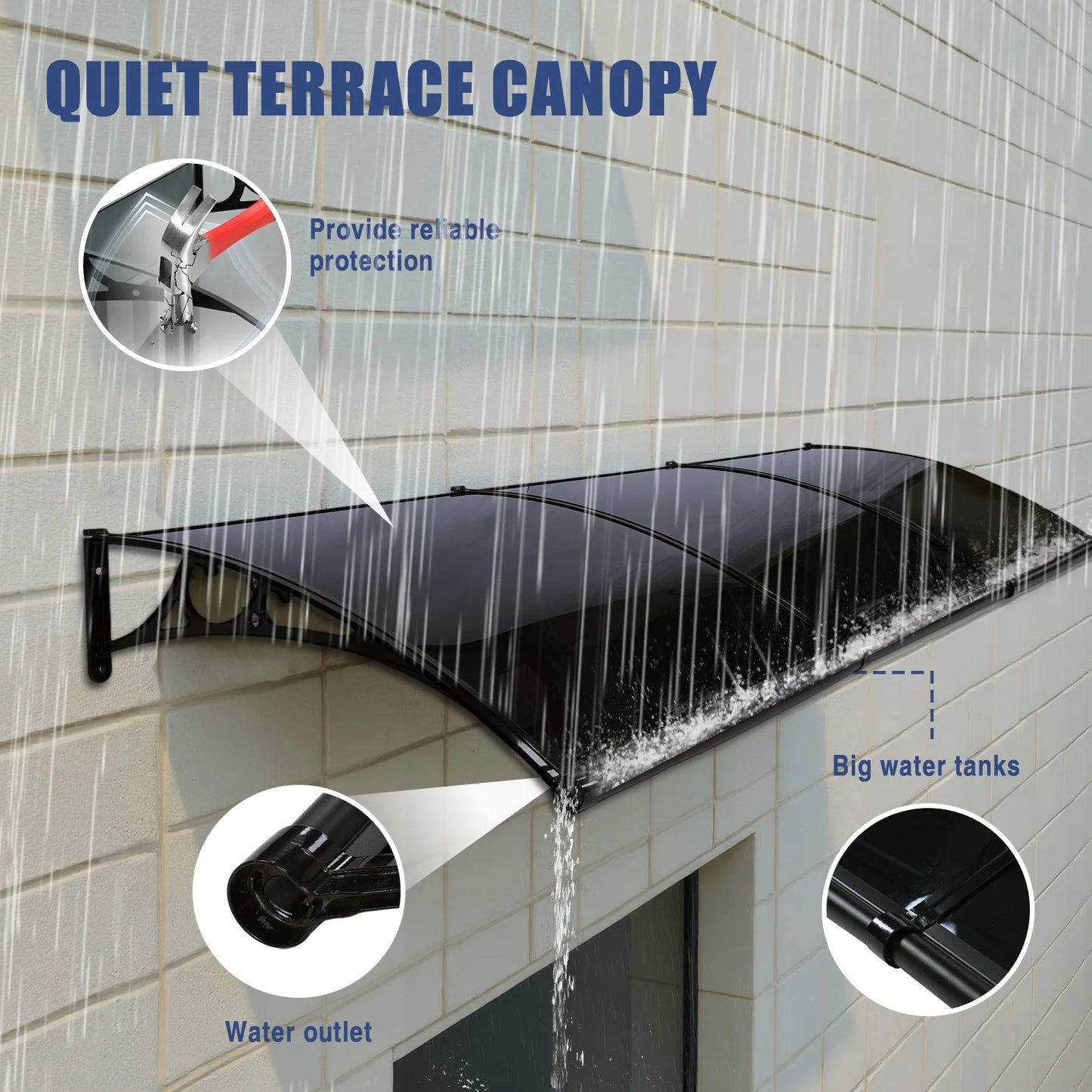 Aluminum Patio Awning with Polycarbonate Cover Peaceful Pleasures Health and Wellness