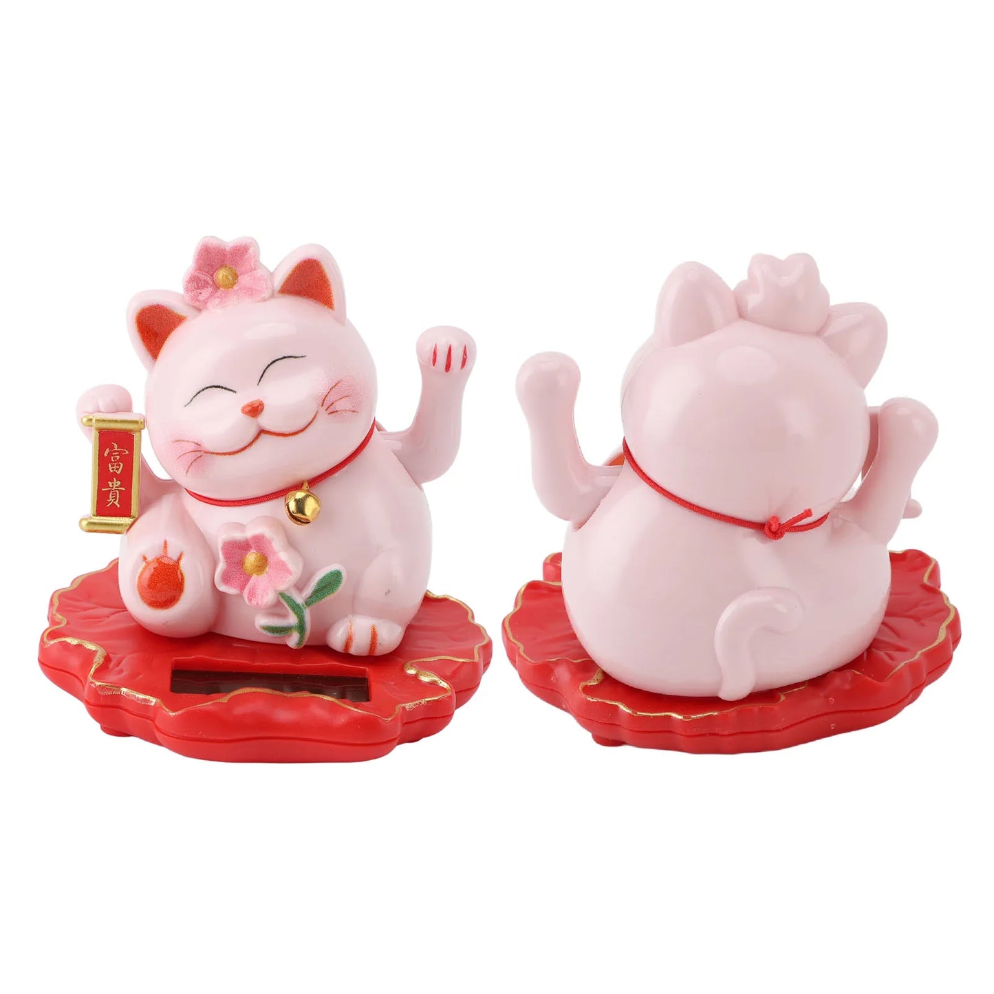 Lucky Cat Waving Arm Ornament ABS Solar Powered Light Induction