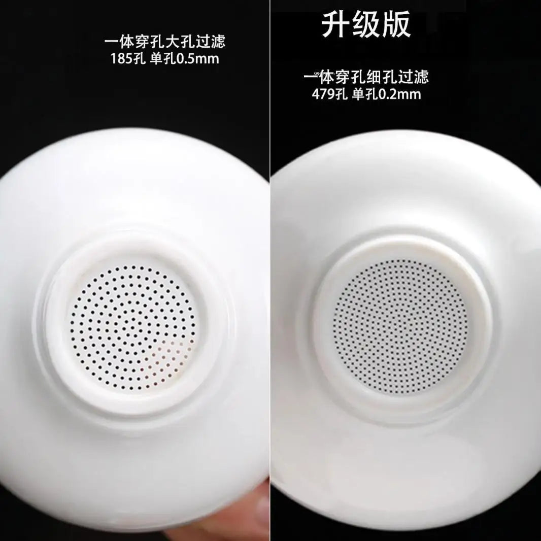 Mutton fat jade white porcelain all-in-one full ceramic hole tea drain ceramic tea set accessories tea filter tea maker Peaceful Pleasures Health and Wellness