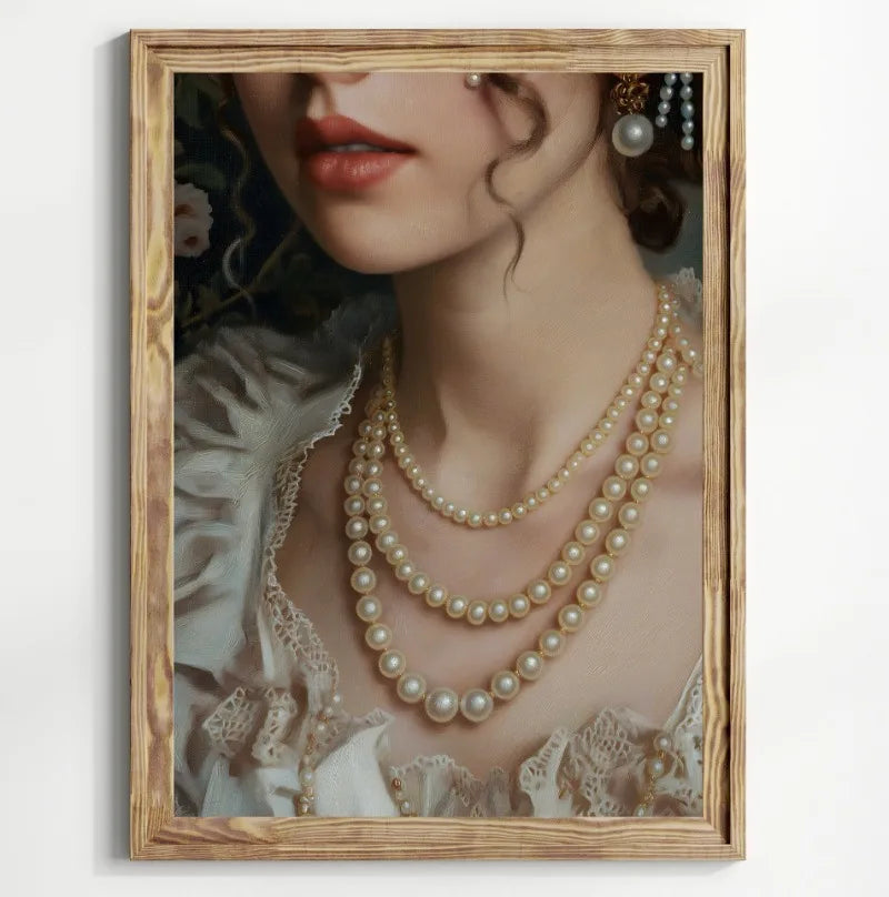 Victorian Woman Canvas Wall Art | Moody Vintage Black Rose Print