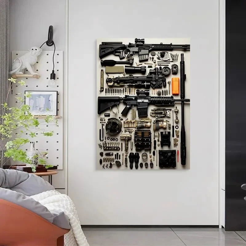 M4A1 Rifle Canvas Wall Art | Modern Weapon Poster Room Decor