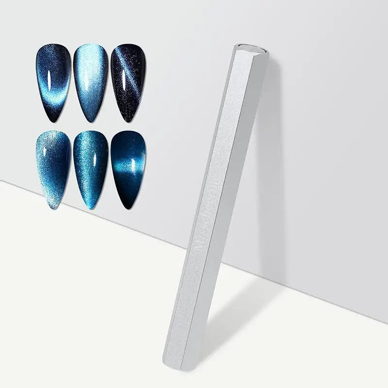 Strong Magnet Stick Hexagonal Shape Double-end Cat Eye For UV Gel Polish Pen Magnet Nail Art Manicure Design Pen Tools Peaceful Pleasures Health and Wellness Silver