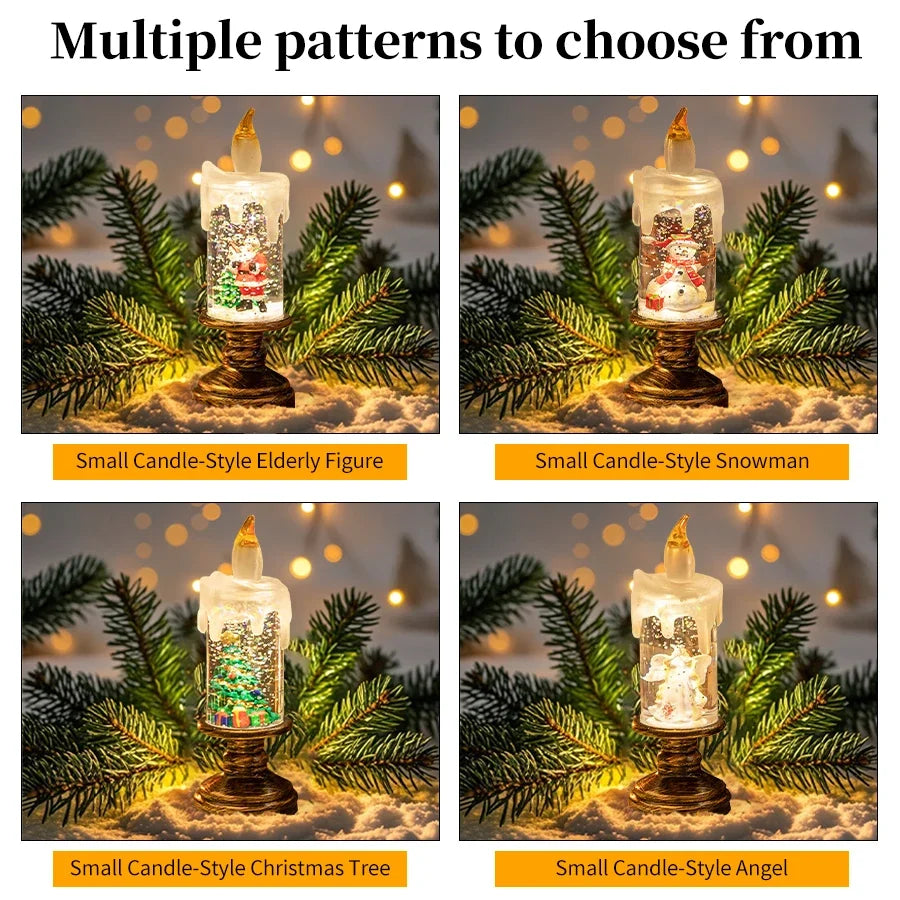 Christmas LED Snowman Crystal Candle Lamp | Flameless Decor