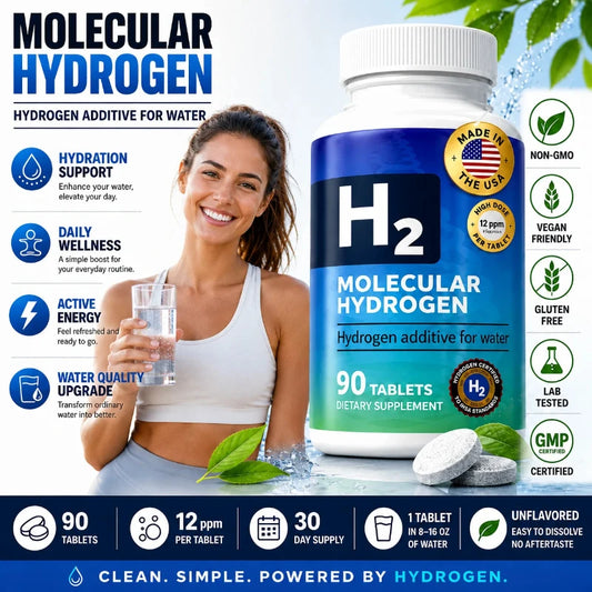Hydrogen Water Tablets with Magnesium 12 PPM H2 | 90 ct Hydrogen Water Supplement Peaceful Pleasures Health and Wellness