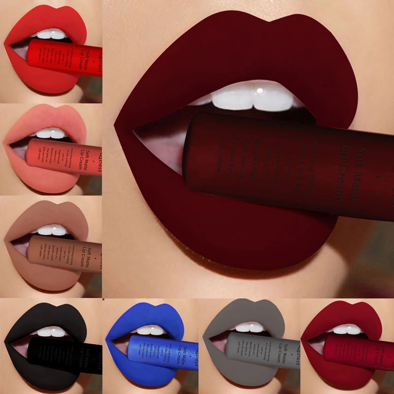 QIBEST Brand 34 Colors Liquid Lipstick Waterproof Matte Nude Lipstick Pigment Red Long Lasting Lip Gloss Women Makeup Lipgloss Peaceful Pleasures Health and Wellness