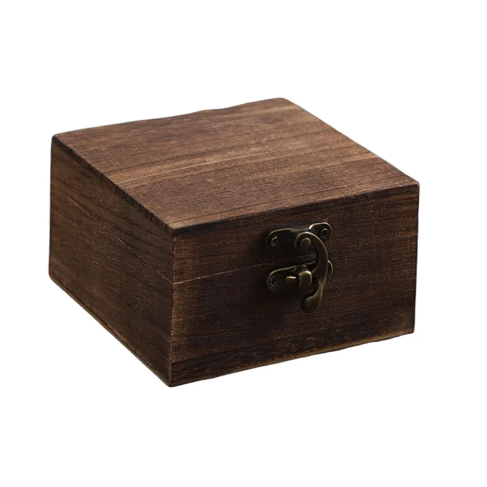 Retro Flip-Top Wooden Box – Jewellery & Keepsake Storage 10x10cm