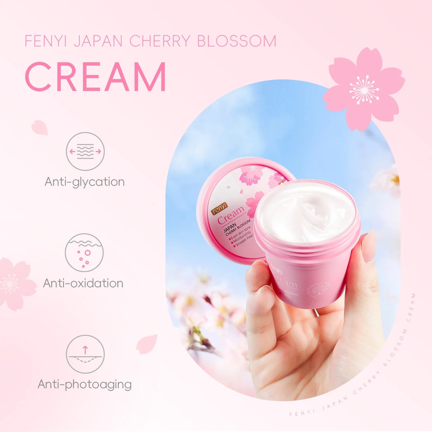 LAIKOU Cherry Blossom Face Cream – Hydrating Moisturizer 40g