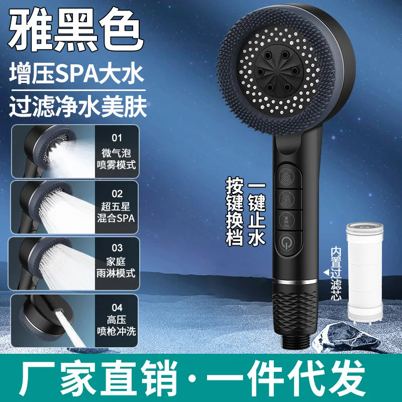 4-Mode High Pressure Handheld Shower Head with Filter | Water Saving