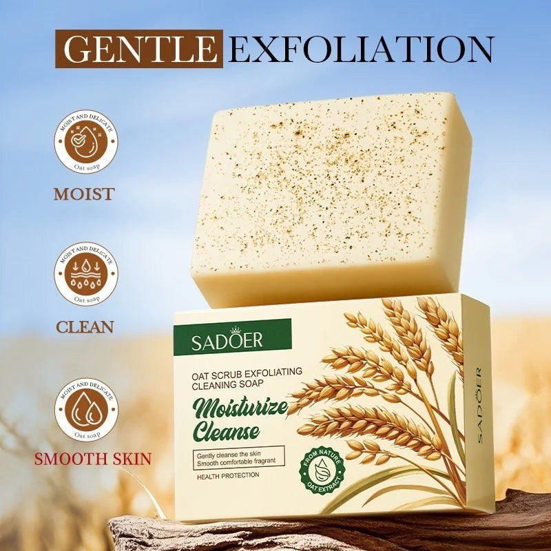 SADOER Oat Scrub Exfoliating Soap 100g – Gentle Cleansing Bar