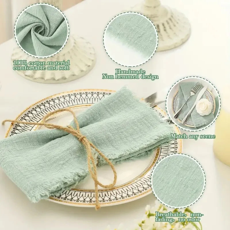 Cotton Fringed Napkins for Weddings, Dinners & Events | 32×32cm