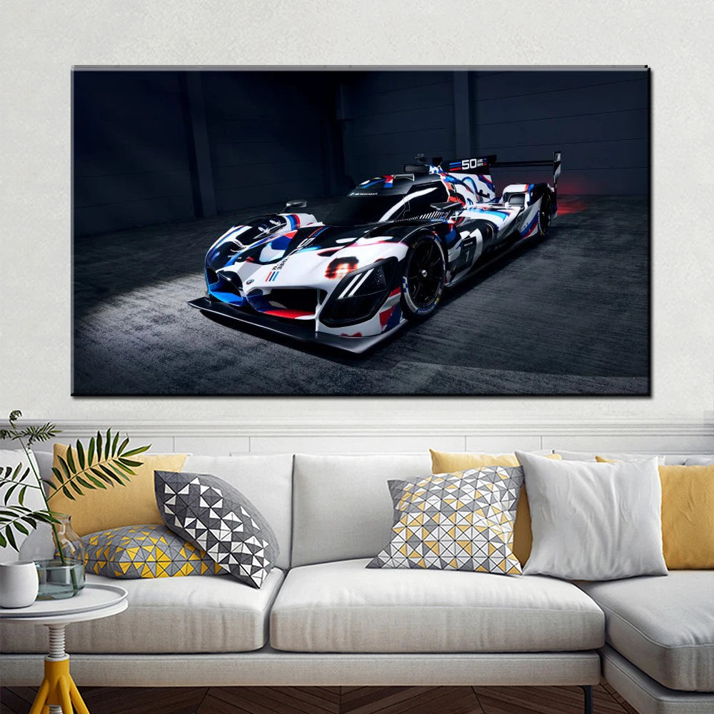 BMW M Hybrid V8 LMDh Racing Car Canvas Wall Art Print