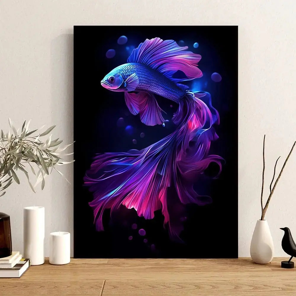 Tropical Fish Canvas Wall Art | Betta Goldfish Rainbow Fish Print