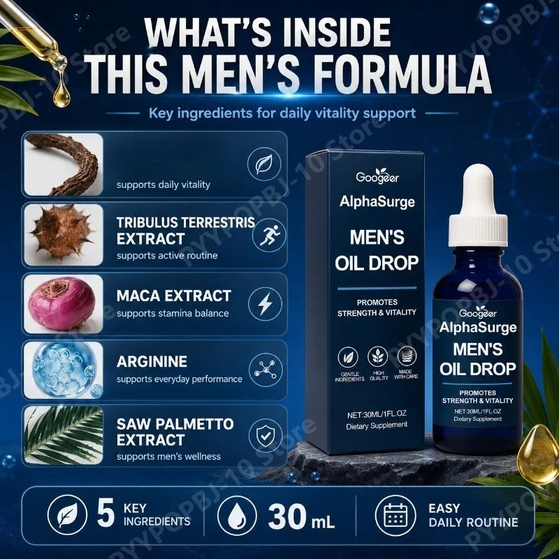 Men's Vitality Oil Drop 30ml | Maca, Tribulus & L-Arginine