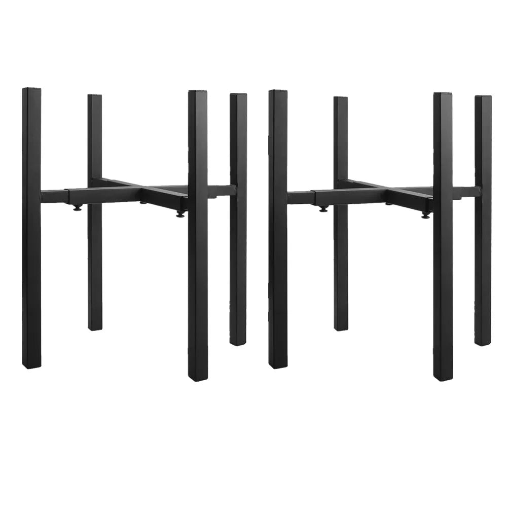 Adjustable Metal Plant Stand Indoor & Outdoor Extension Flower Pot Rack Heavy Duty Modern Balcony Shelf Garden Home Decor Peaceful Pleasures Health and Wellness black 2pcs